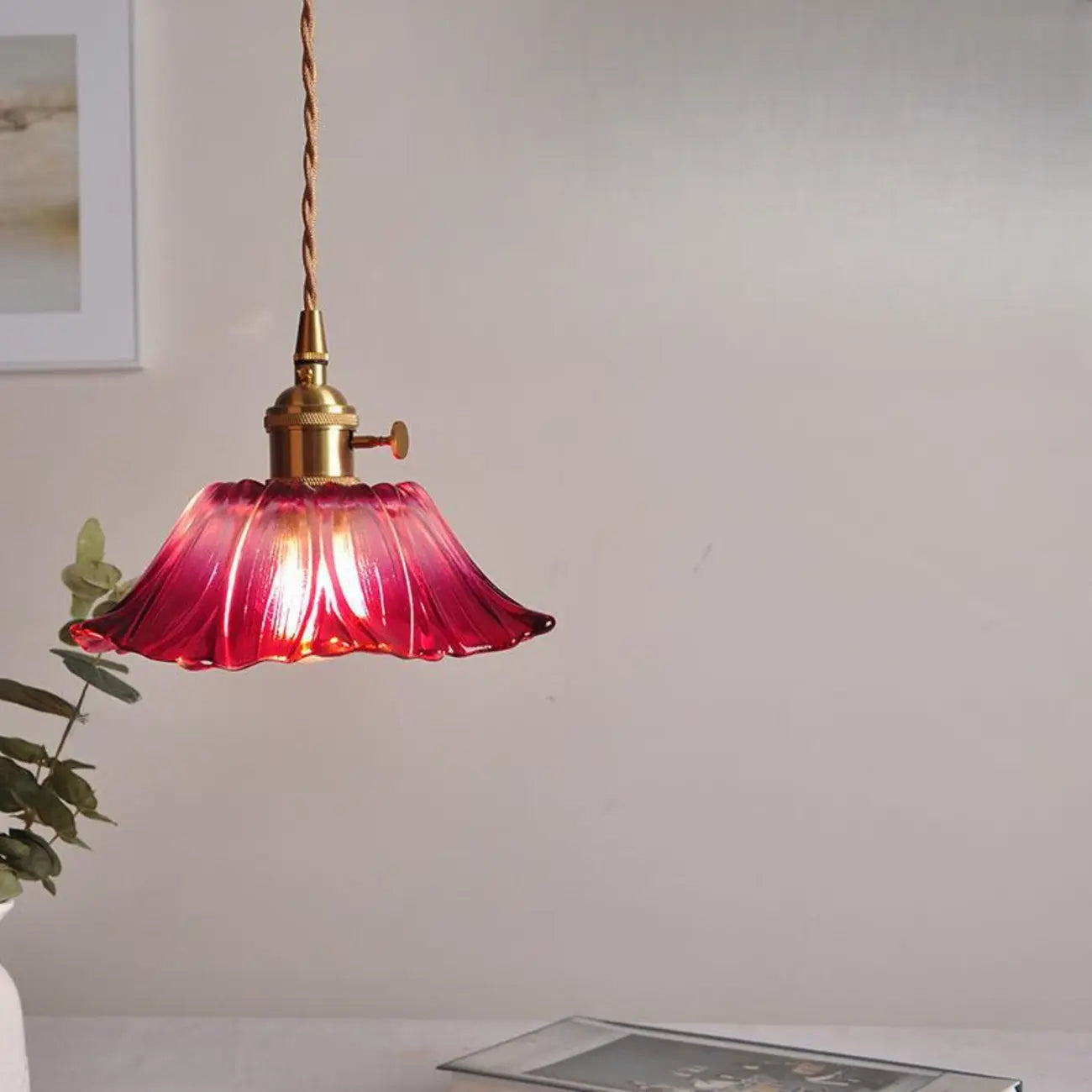 Suspension élégante en forme de fleur de verre pour intérieur, réglable
