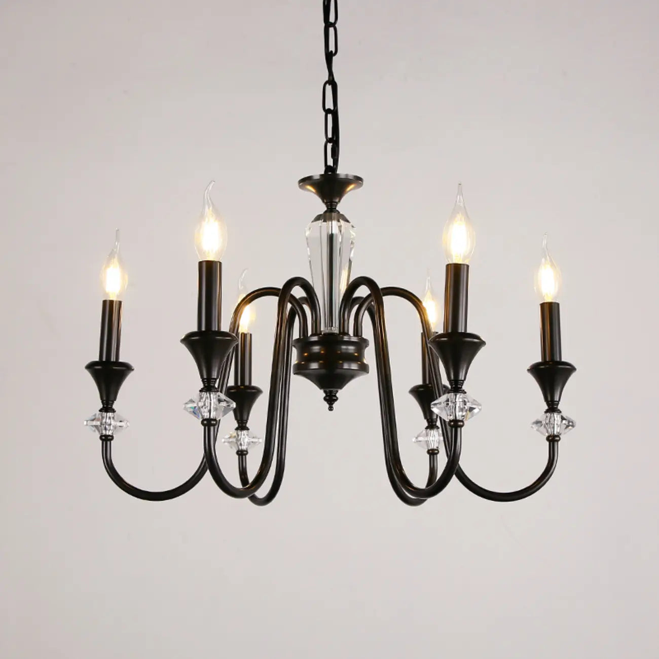 Lustre industriel en verre noir de type candélabre, 3 à 10 lumières