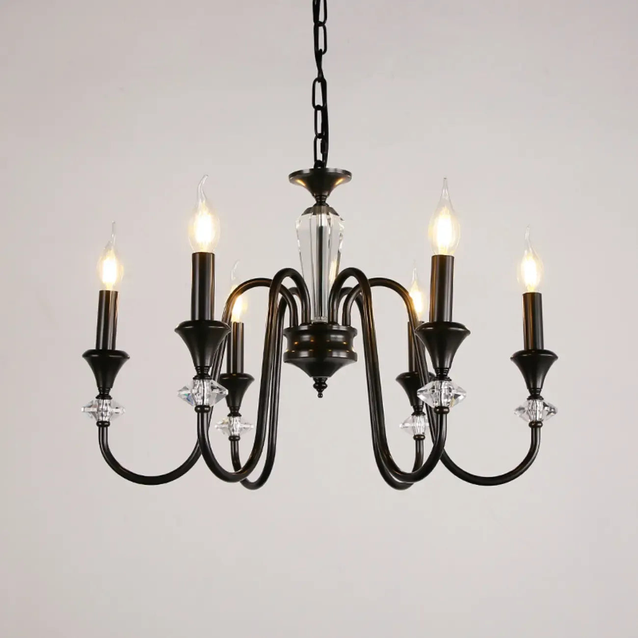 Lustre industriel en verre noir de type candélabre, 3 à 10 lumières