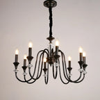 Lustre industriel en verre noir de type candélabre, 3 à 10 lumières
