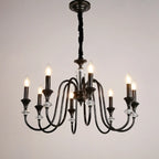 Lustre industriel en verre noir de type candélabre, 3 à 10 lumières