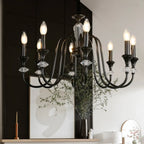 Lustre industriel en verre noir de type candélabre, 3 à 10 lumières