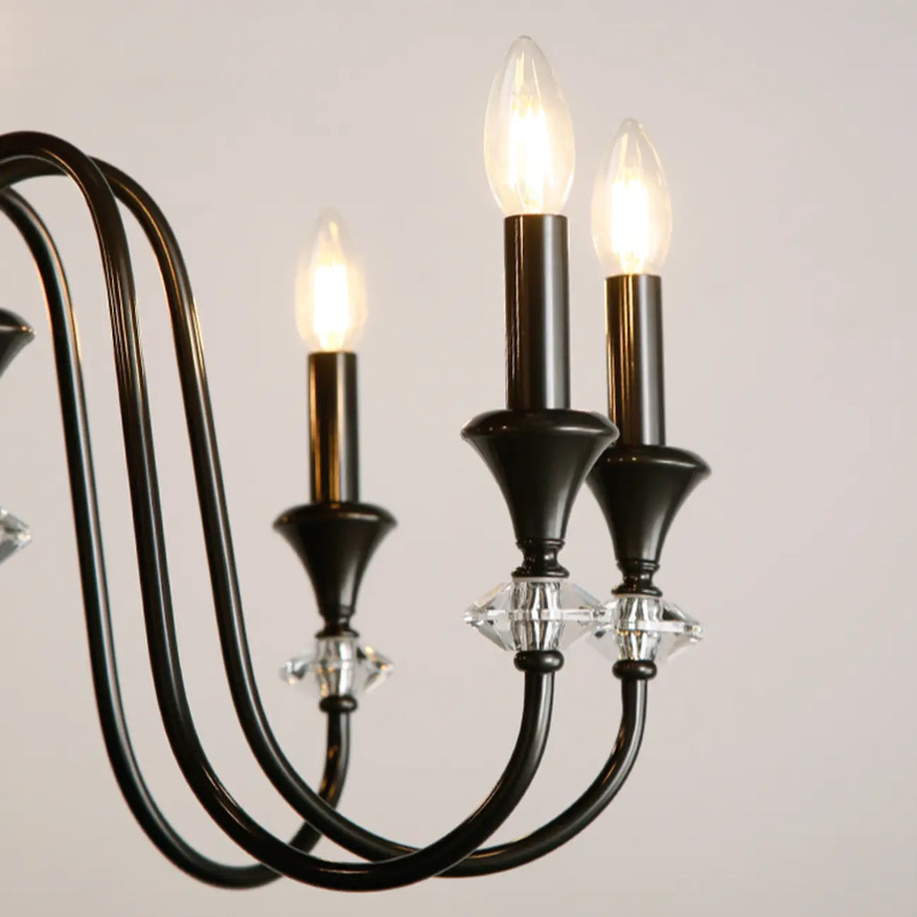 Lustre industriel en verre noir de type candélabre, 3 à 10 lumières