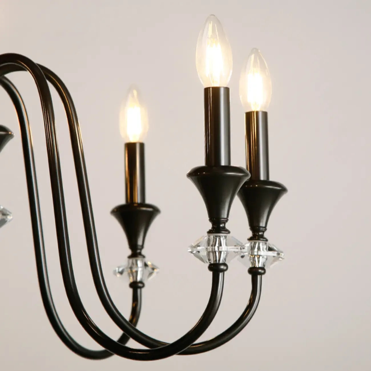 Lustre industriel en verre noir de type candélabre, 3 à 10 lumières