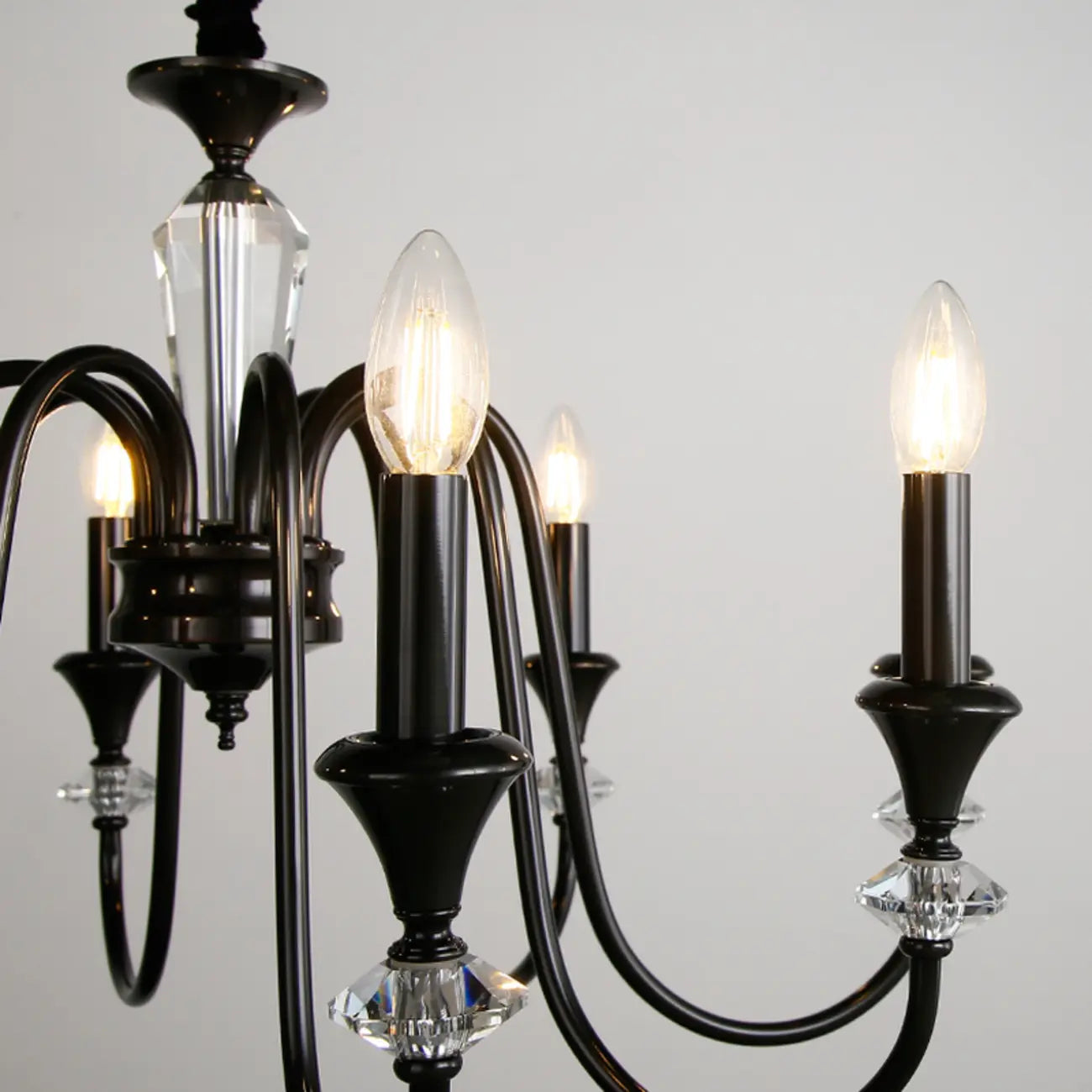 Lustre industriel en verre noir de type candélabre, 3 à 10 lumières
