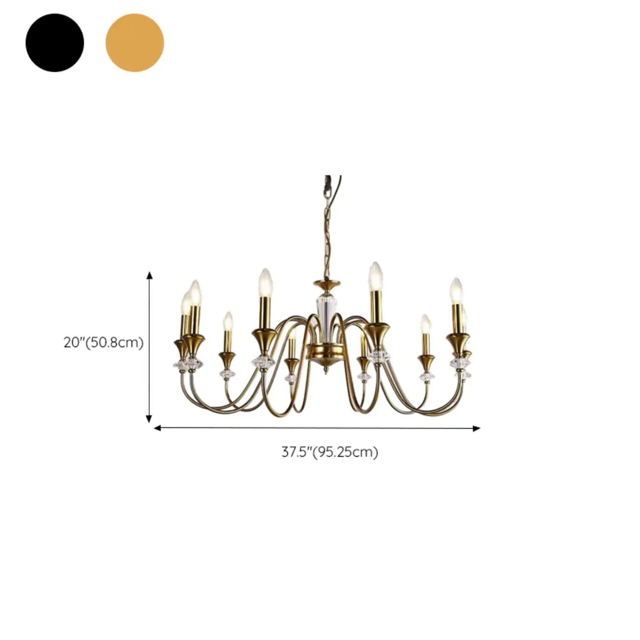Lustre industriel en verre noir de type candélabre, 3 à 10 lumières