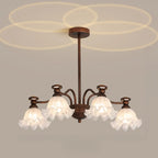 Lustre moderne en bronze noir, verre et cristal à motif floral