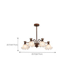 Lustre moderne en bronze noir, verre et cristal à motif floral
