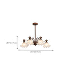 Lustre moderne en bronze noir, verre et cristal à motif floral