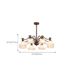 Lustre moderne en bronze noir, verre et cristal à motif floral