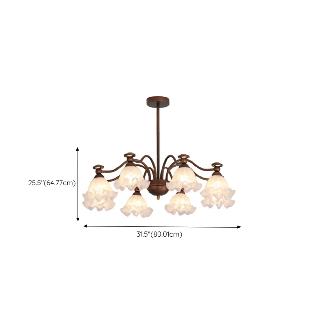Lustre moderne en bronze noir, verre et cristal à motif floral