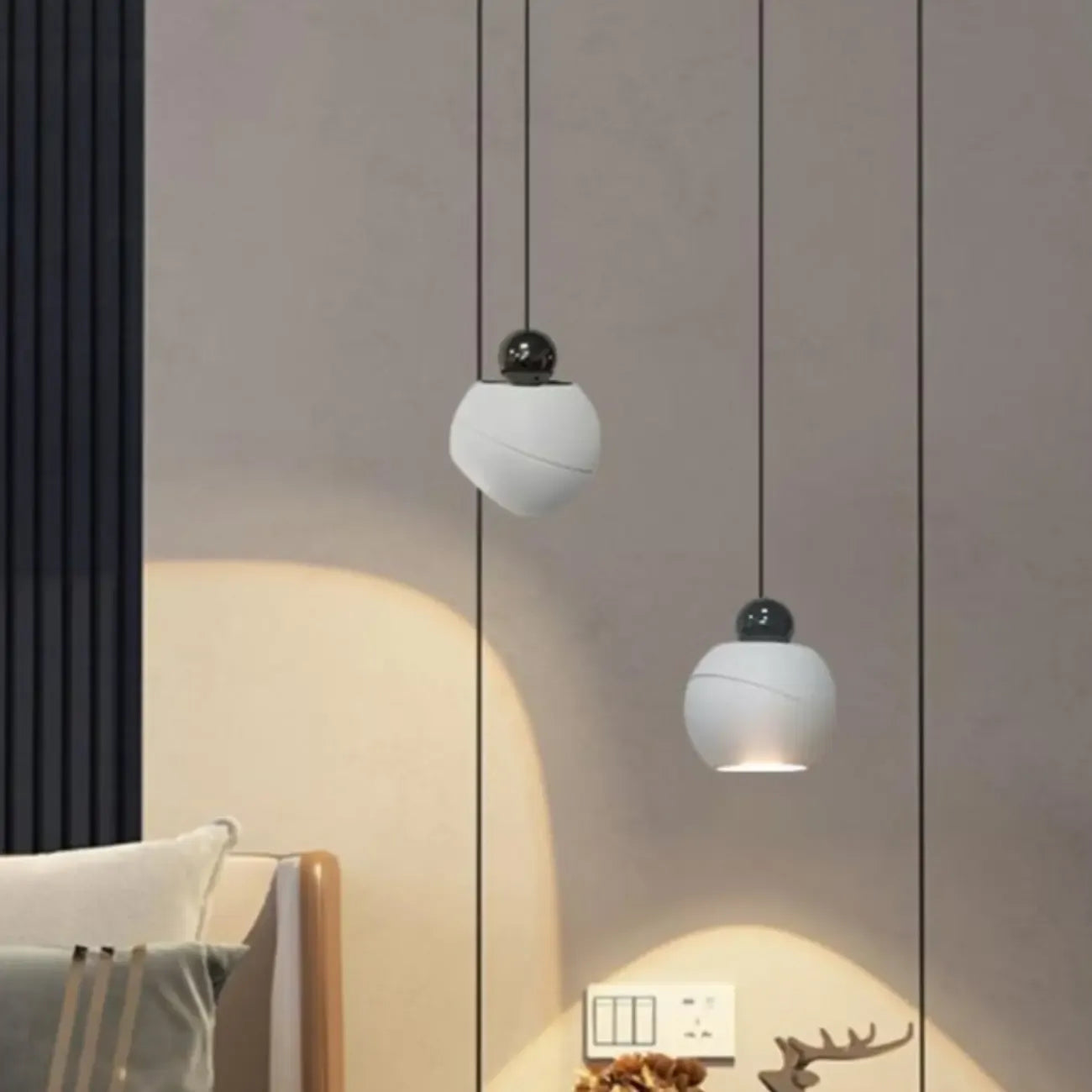 Suspension moderne en verre avec LED pour chambre à coucher