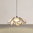 Lampada a sospensione da cucina regolabile in tessuto beige a motivi geometrici