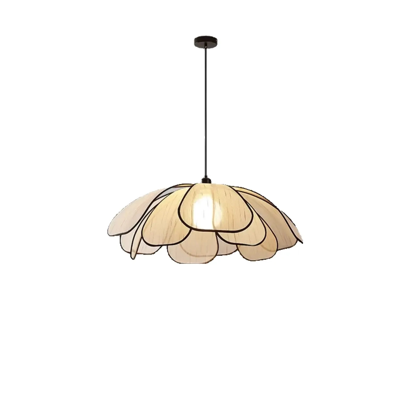 Lampada a sospensione da cucina regolabile in tessuto beige a motivi geometrici