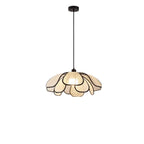 Lampada a sospensione da cucina regolabile in tessuto beige a motivi geometrici