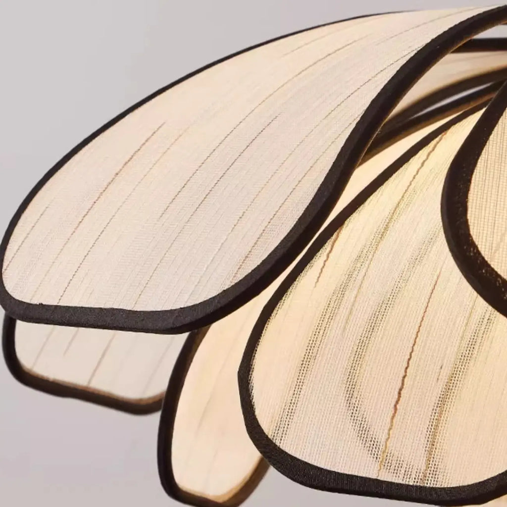 Lampada a sospensione da cucina regolabile in tessuto beige a motivi geometrici