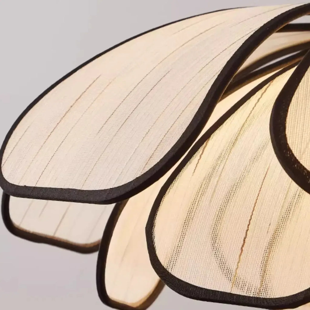 Lampada a sospensione da cucina regolabile in tessuto beige a motivi geometrici