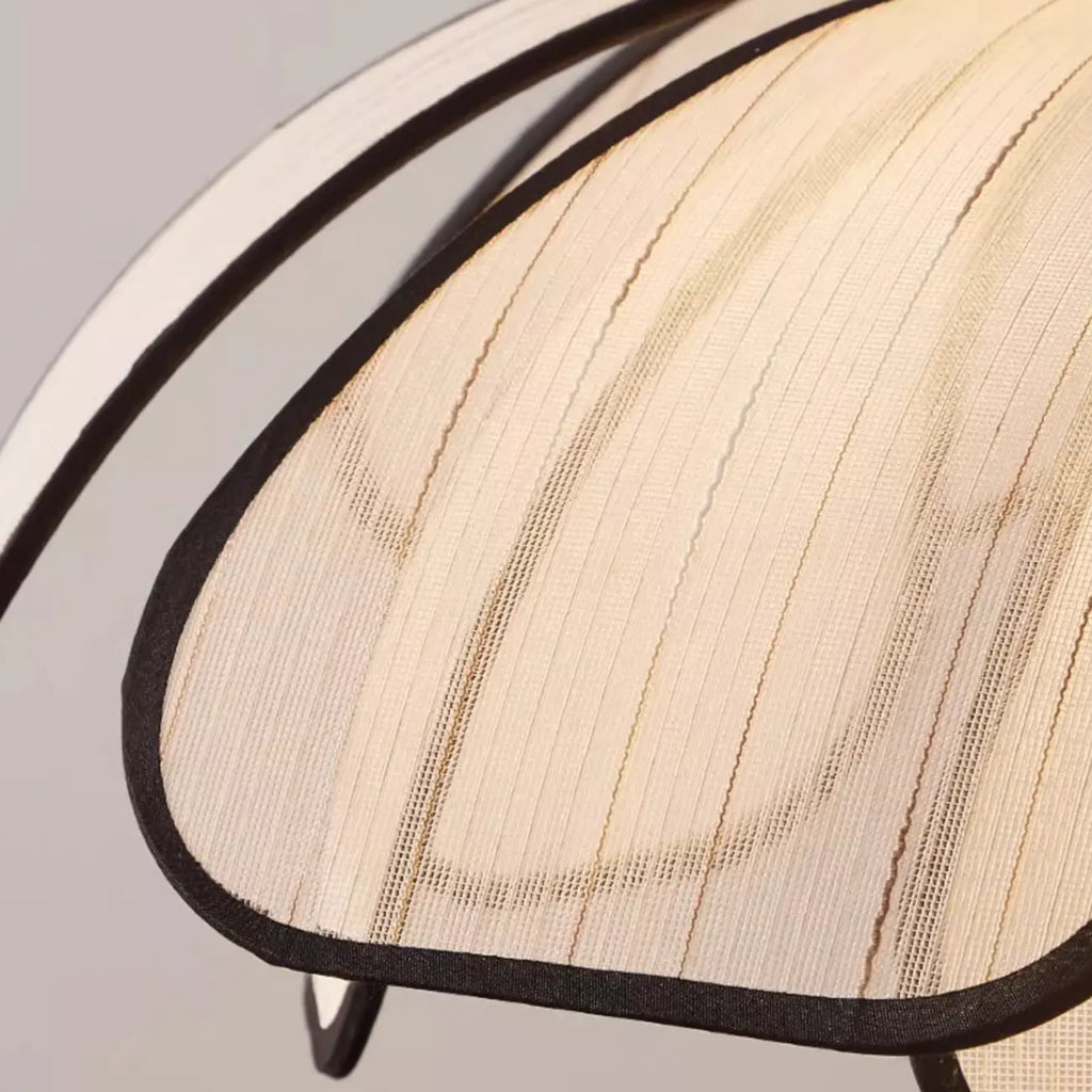 Lampada a sospensione da cucina regolabile in tessuto beige a motivi geometrici