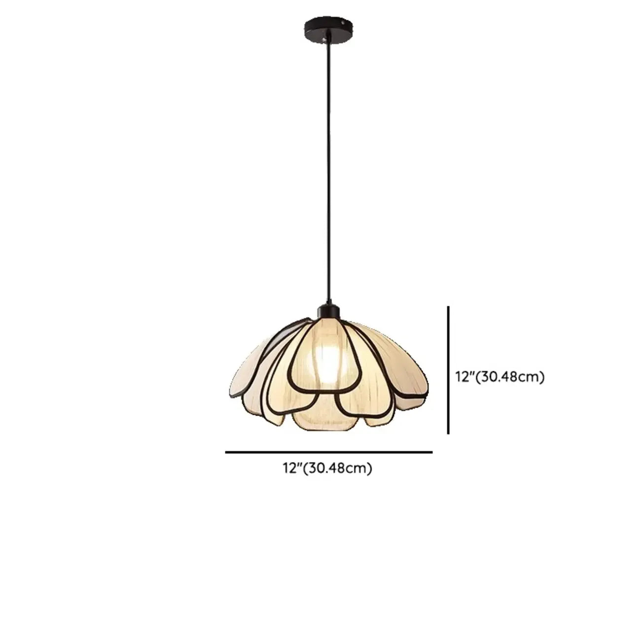 Lampada a sospensione da cucina regolabile in tessuto beige a motivi geometrici