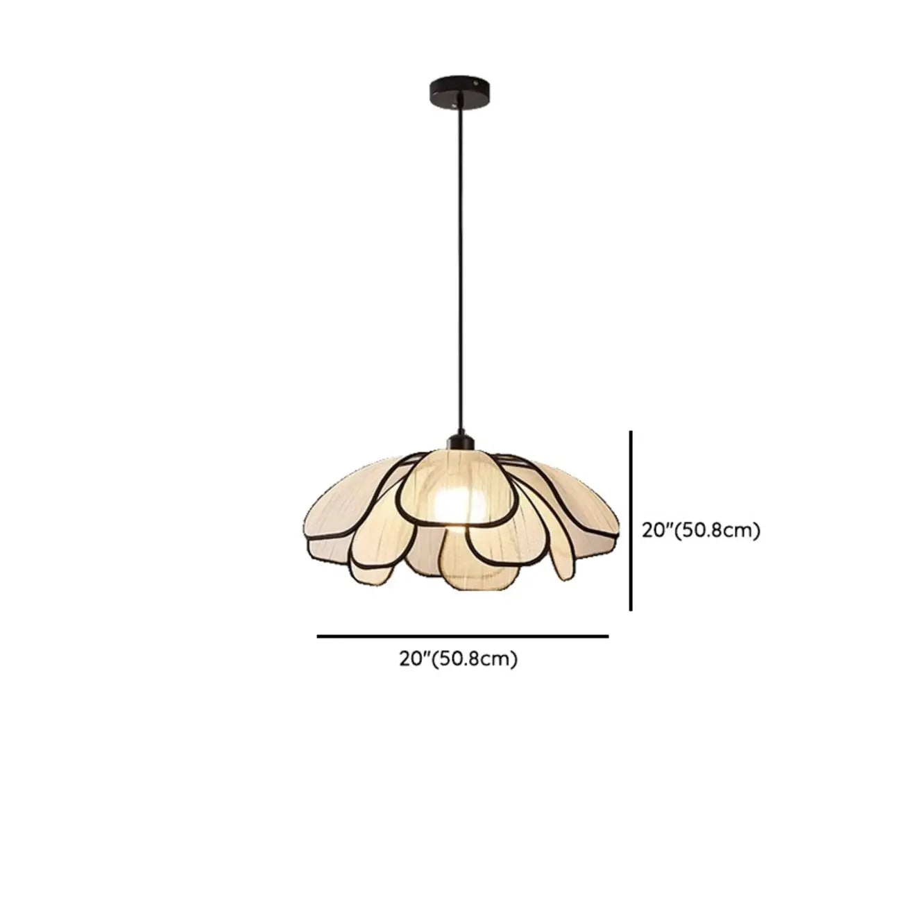 Lampada a sospensione da cucina regolabile in tessuto beige a motivi geometrici