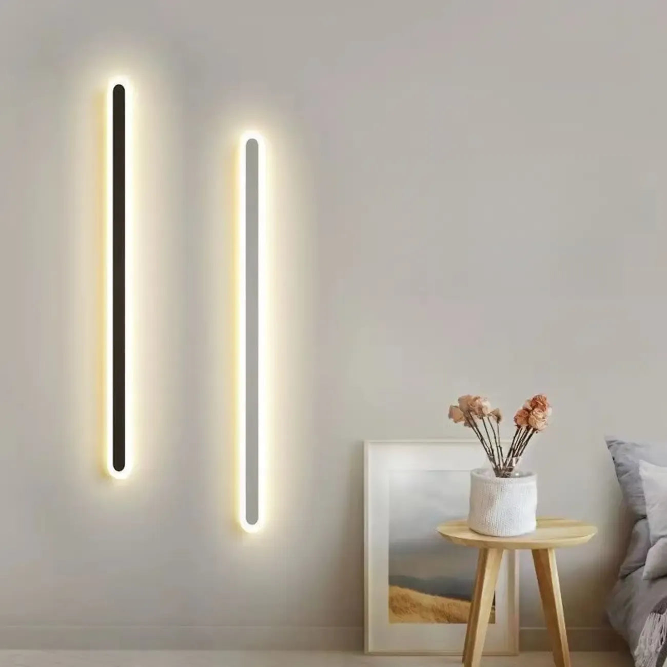 Applique murale LED longue à intensité variable pour chambre à coucher avec revêtement acrylique