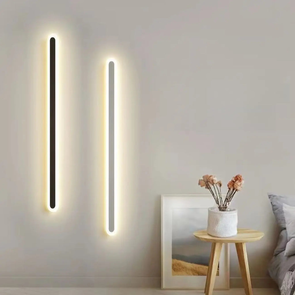 Applique murale LED longue à intensité variable pour chambre à coucher avec revêtement acrylique