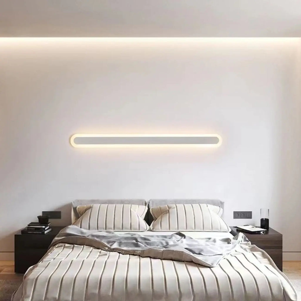 Applique murale LED longue à intensité variable pour chambre à coucher avec revêtement acrylique