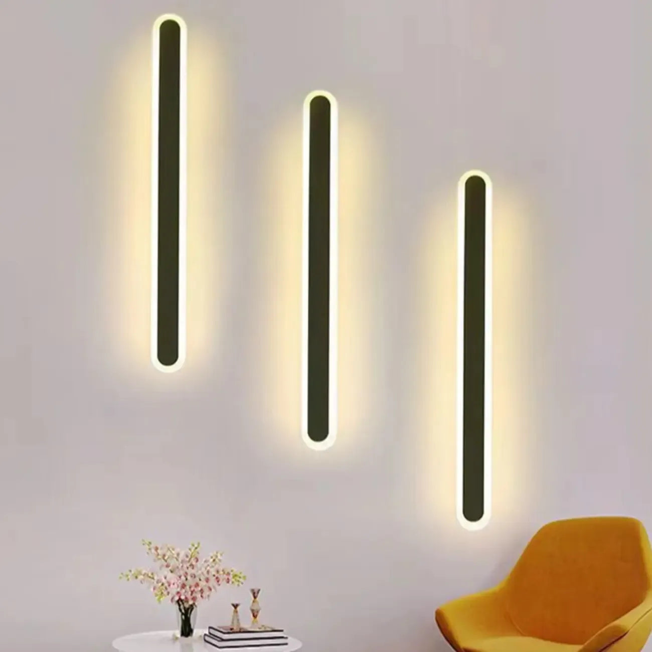 Applique murale LED longue à intensité variable pour chambre à coucher avec revêtement acrylique