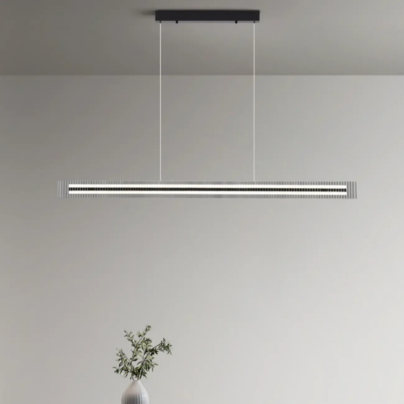 Suspension moderne linéaire noire à LED pour cuisine