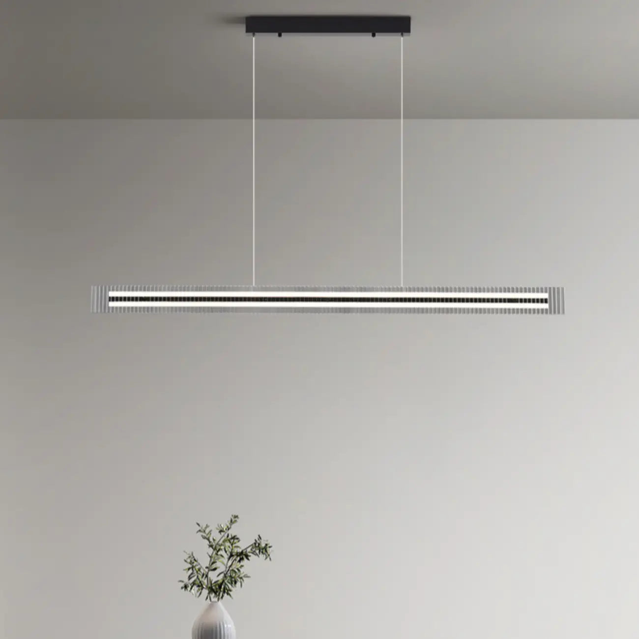 Suspension moderne linéaire noire à LED pour cuisine