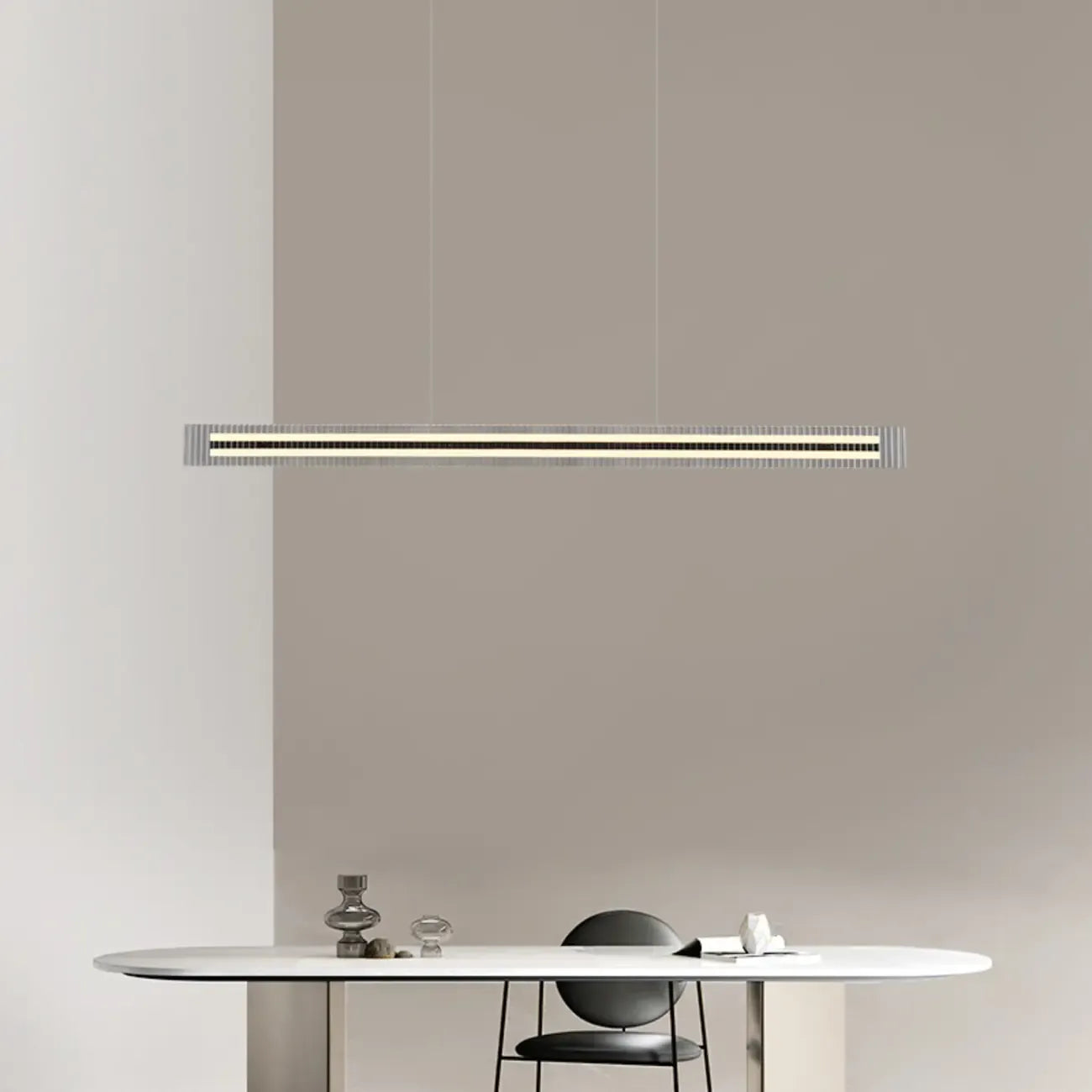 Suspension moderne linéaire noire à LED pour cuisine