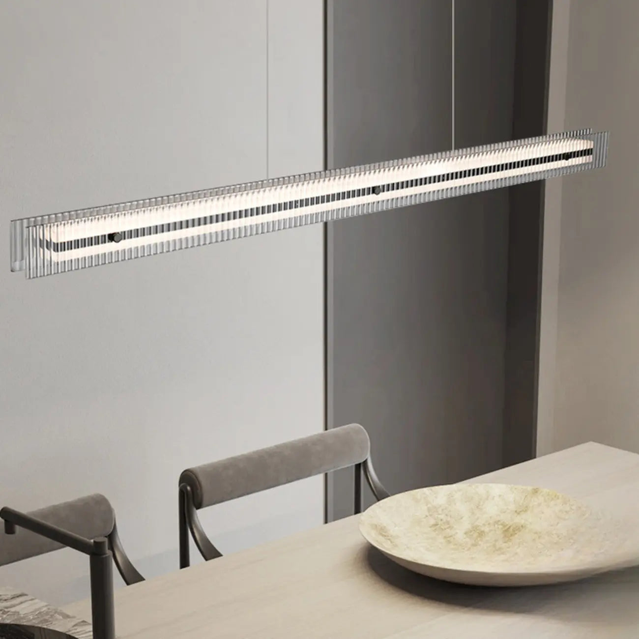 Suspension moderne linéaire noire à LED pour cuisine