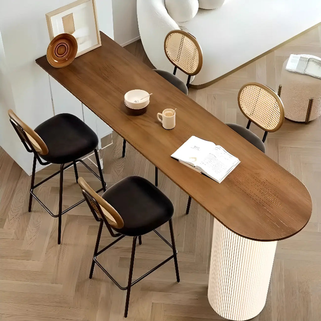 Tables de bar modernes en bois brun et piètement en fer pour bistro