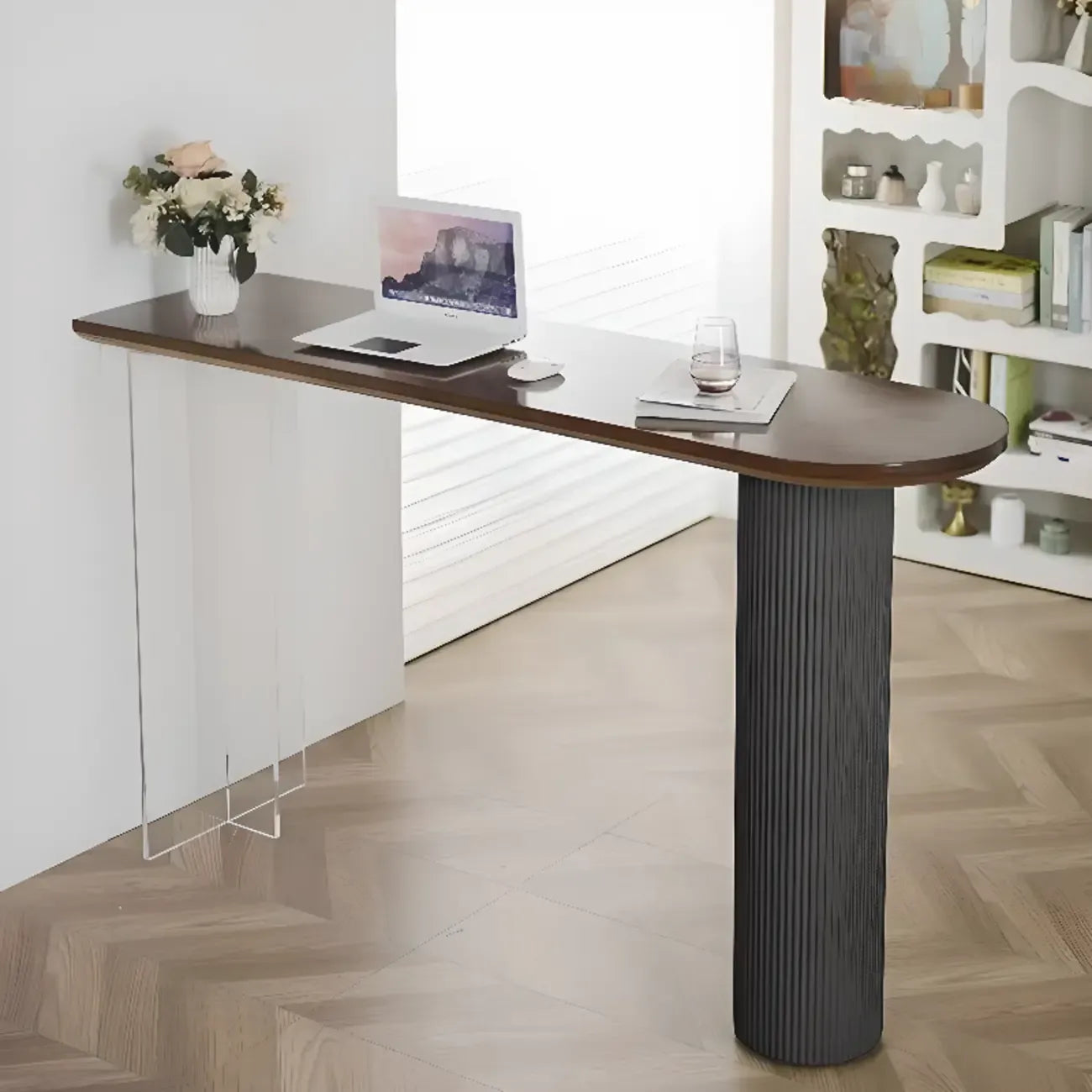 Tables de bar modernes en bois brun et piètement en fer pour bistro