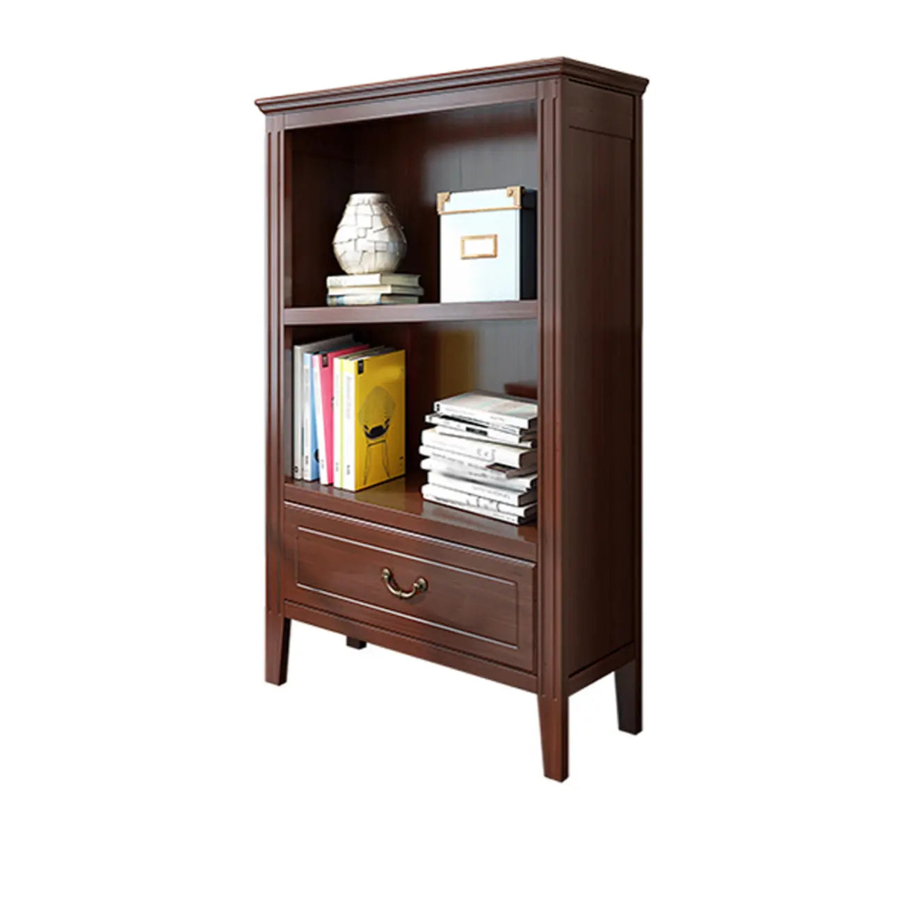 Armoire de rangement ouverte classique en bois blanc pour bureau