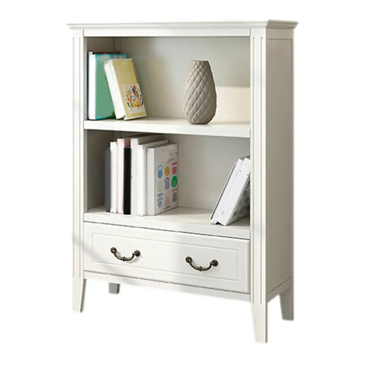 Armoire de rangement ouverte classique en bois blanc pour bureau