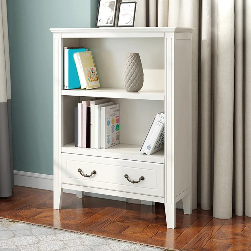 Armoire de rangement ouverte classique en bois blanc pour bureau