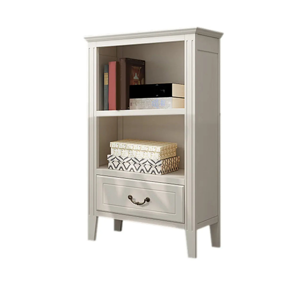 Armoire de rangement ouverte classique en bois blanc pour bureau