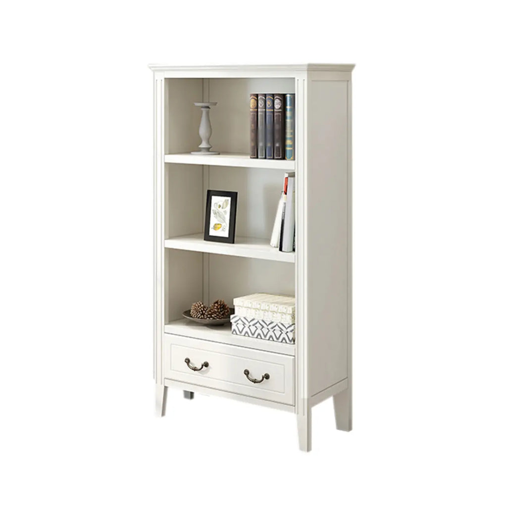 Armoire de rangement ouverte classique en bois blanc pour bureau