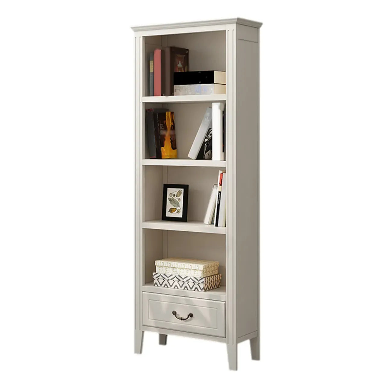 Armoire de rangement ouverte classique en bois blanc pour bureau