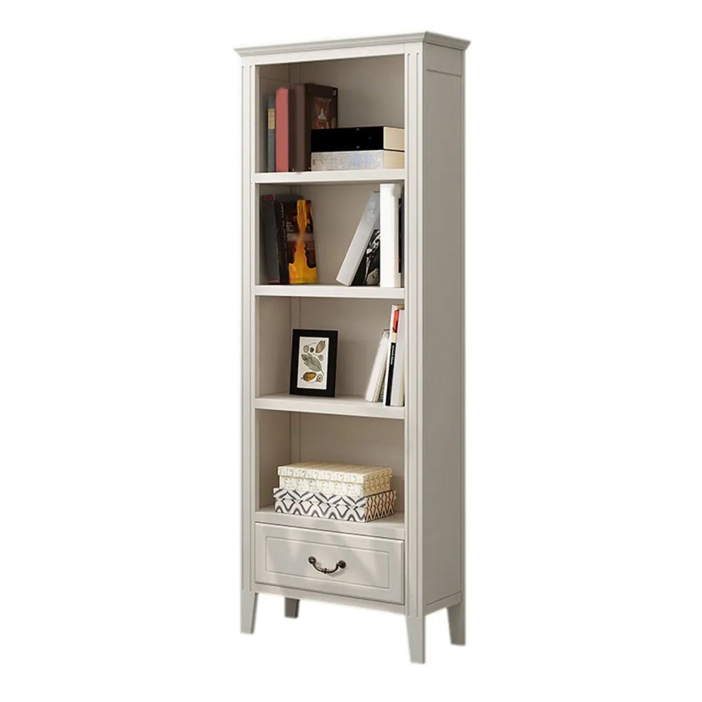 Armoire de rangement ouverte classique en bois blanc pour bureau