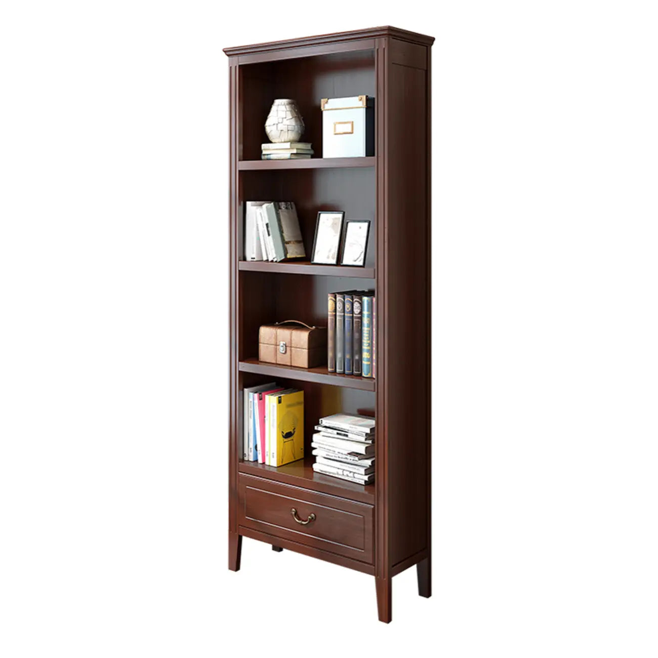Armoire de rangement ouverte classique en bois blanc pour bureau