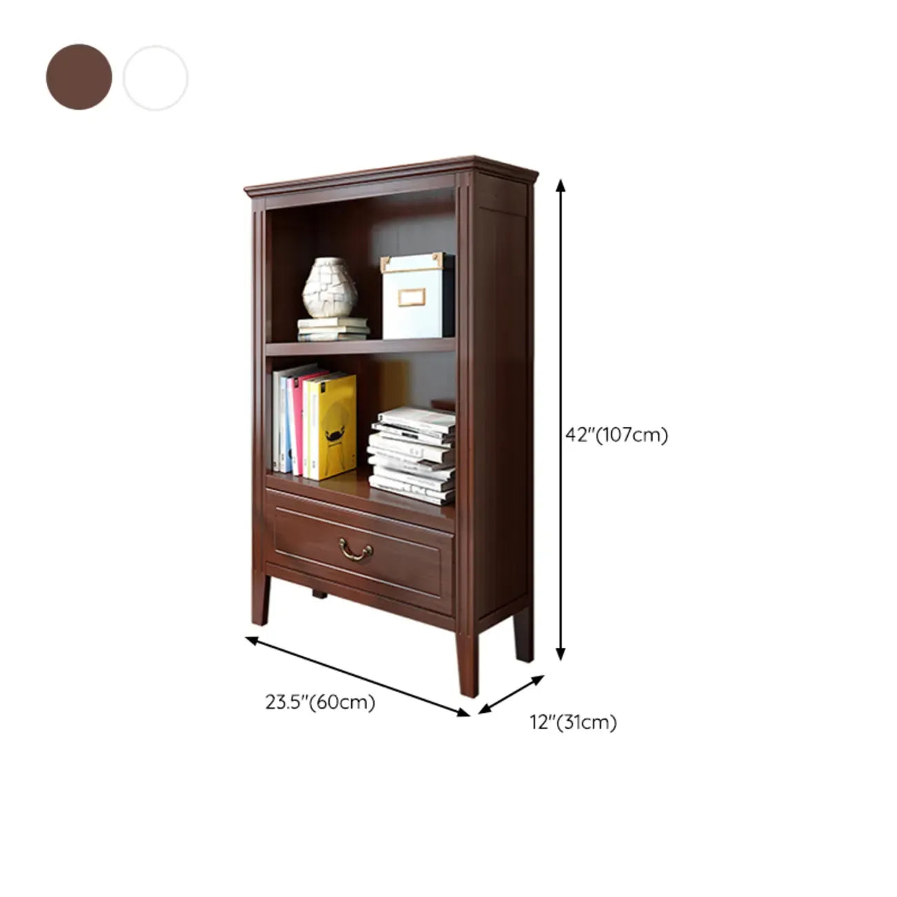 Armoire de rangement ouverte classique en bois blanc pour bureau