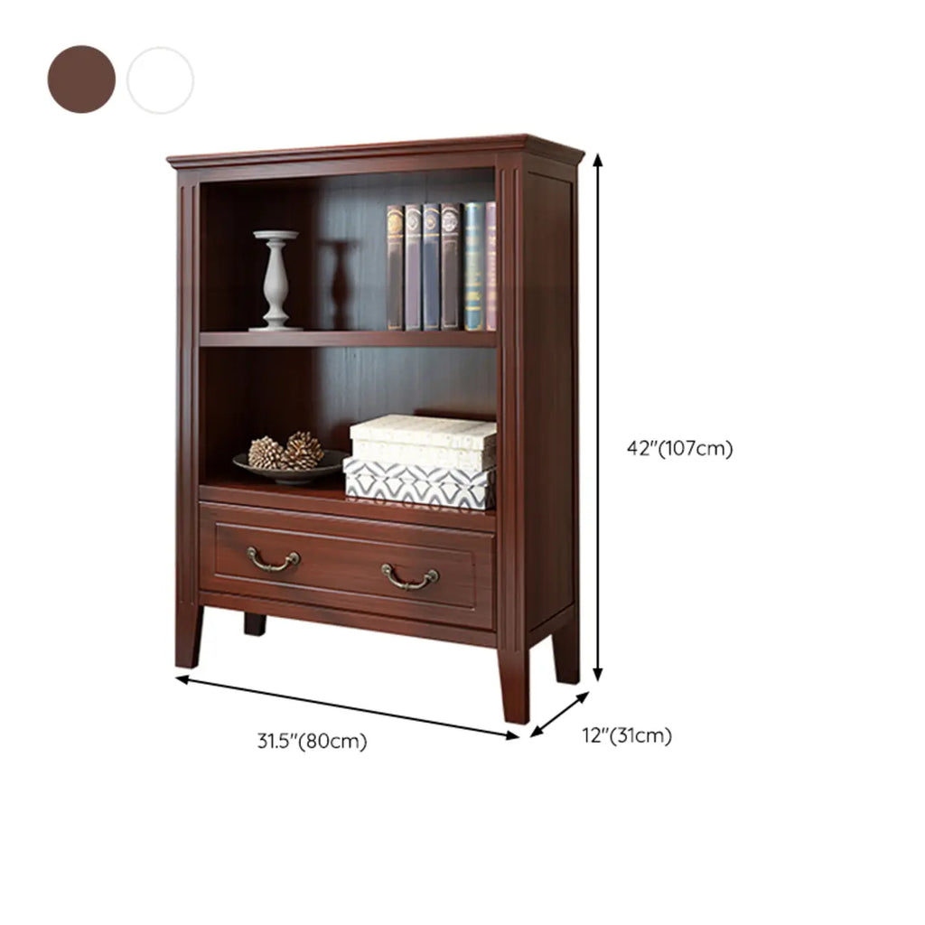 Armoire de rangement ouverte classique en bois blanc pour bureau