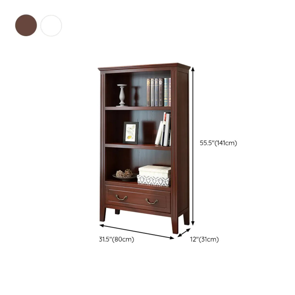 Armoire de rangement ouverte classique en bois blanc pour bureau