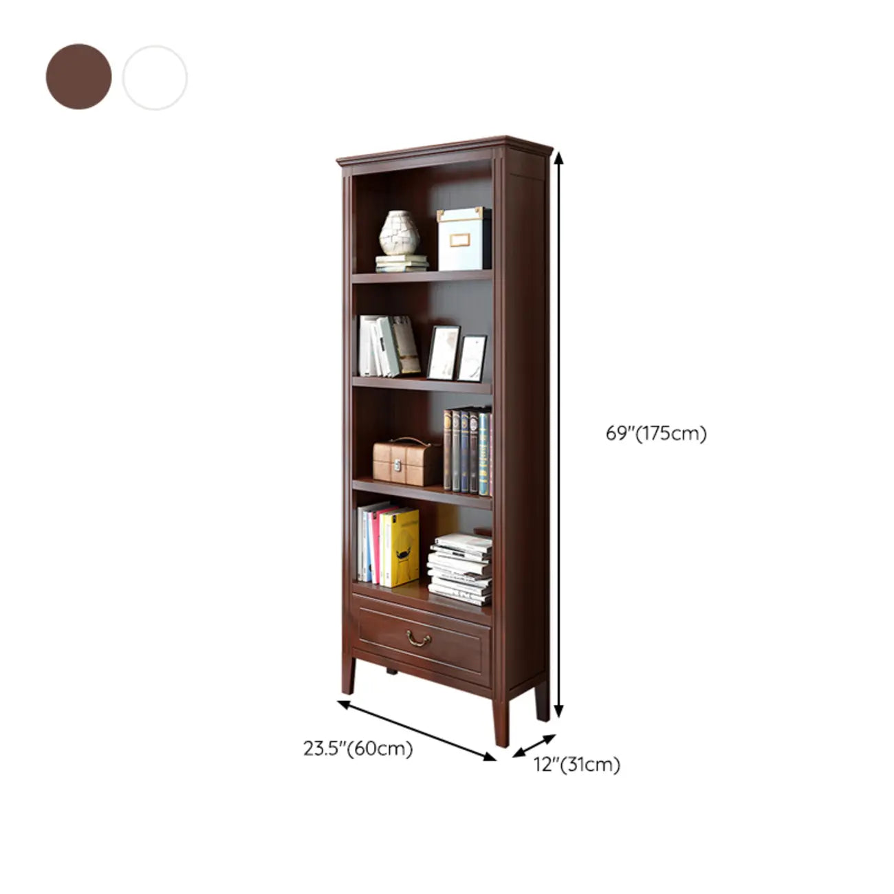 Armoire de rangement ouverte classique en bois blanc pour bureau
