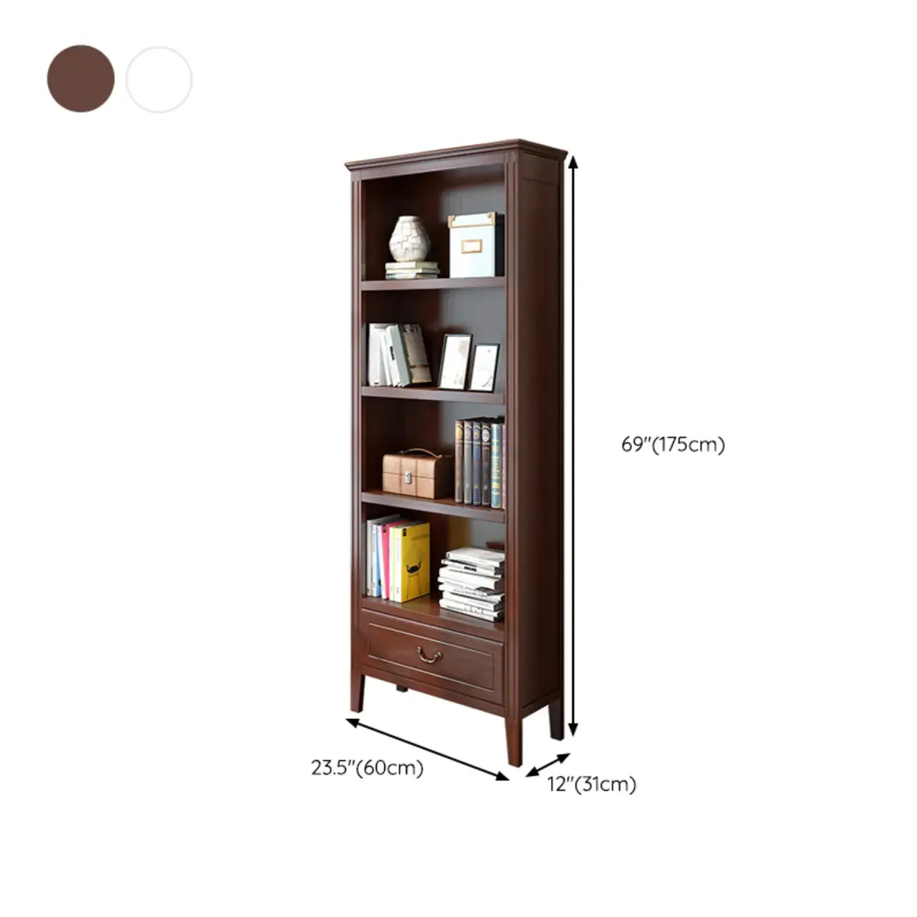 Armoire de rangement ouverte classique en bois blanc pour bureau
