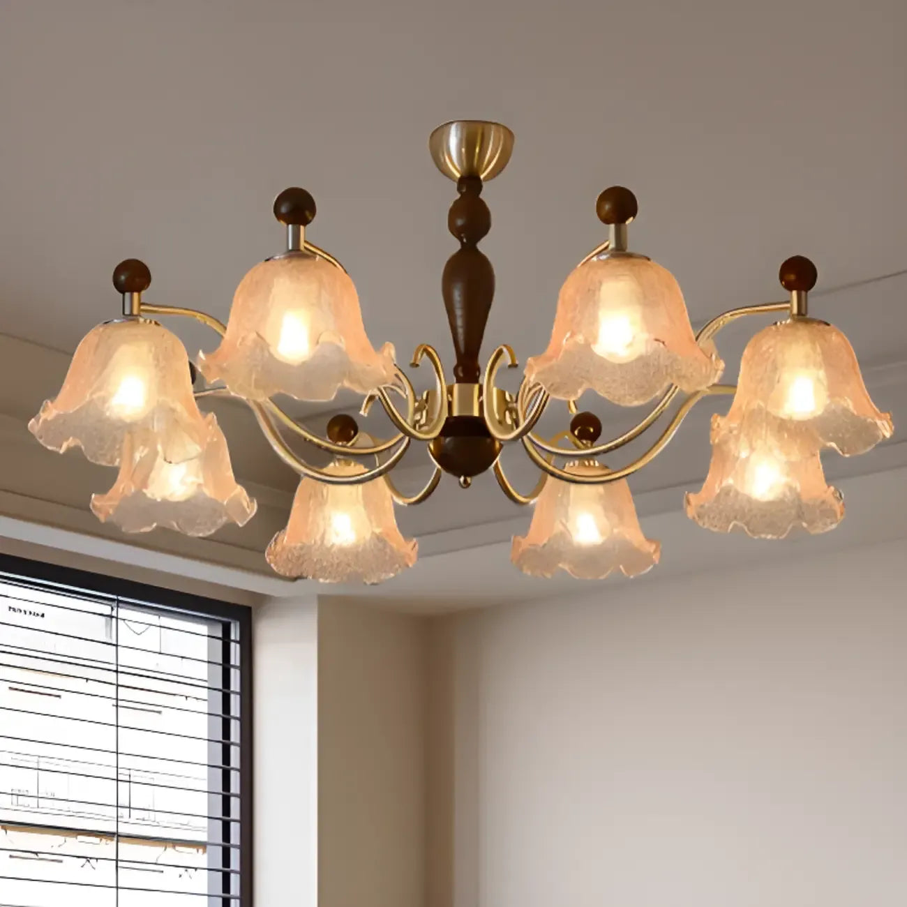 Lustre moderne antique en forme de fleur pour salle à manger