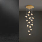 Lustre moderne en cristal à motif papillon linéaire avec télécommande