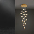 Lustre moderne en cristal à motif papillon linéaire avec télécommande